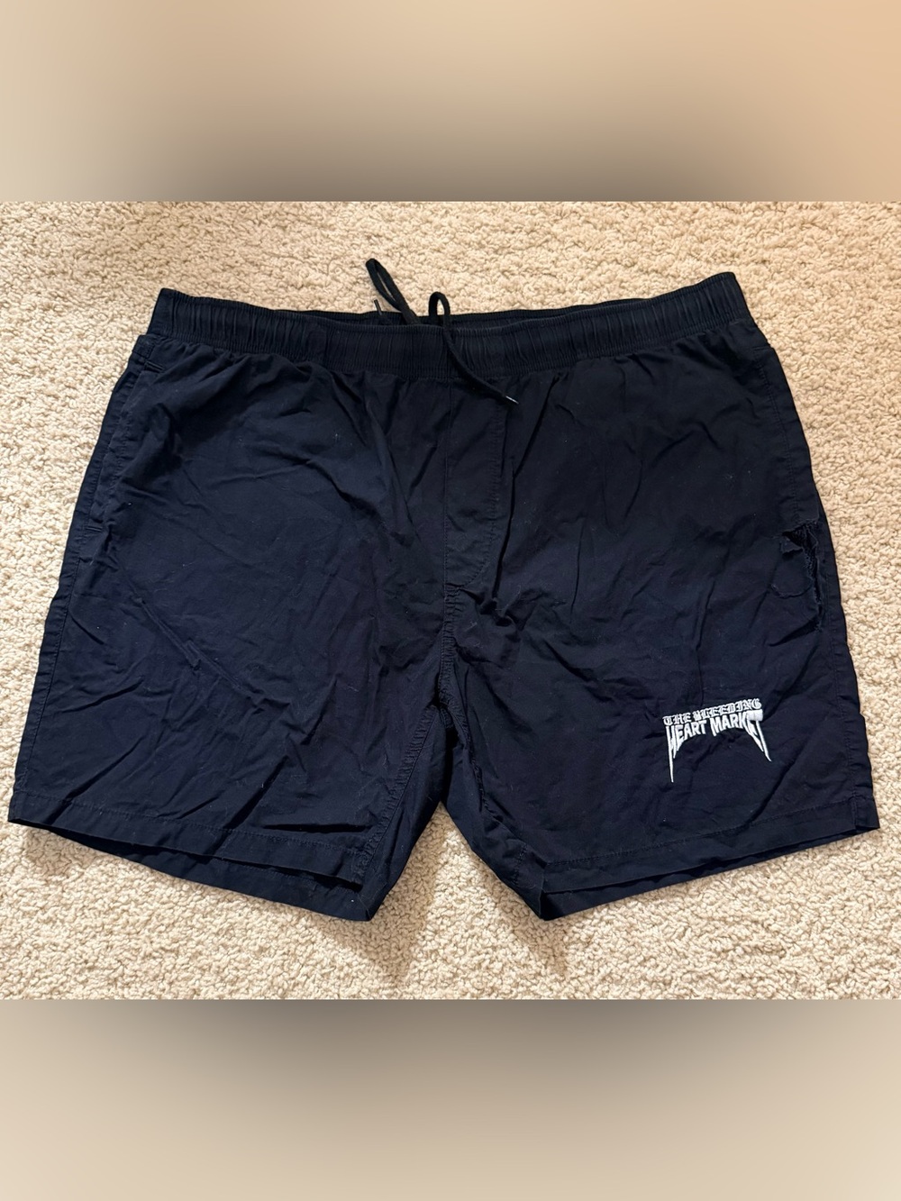 Black Board Shorts with White Logo